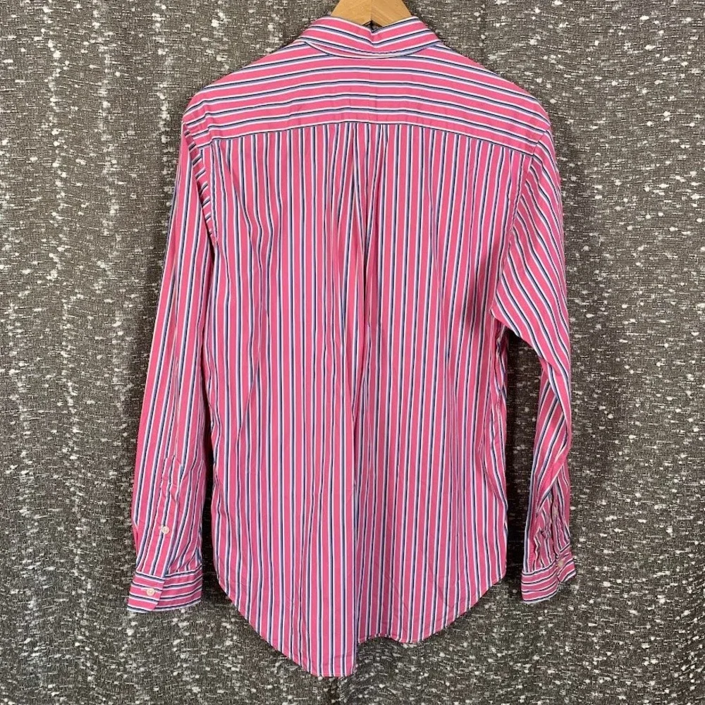 Polo Ralph Lauren Mens Classic Fit Striped Button Down Shirt Pink Blue White Med